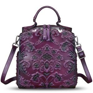 Genuine Textured Satchel For Bag Convertible Backpack Embossed Crossbody